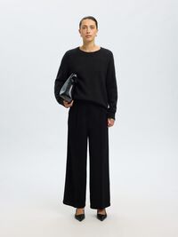 MANCHES LONGUES PULL EN MAILLE, Black, highres