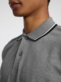 SHORT SLEEVED POLO SHIRT, Medium Grey Melange, highres