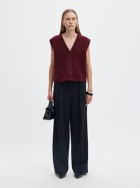 WOOL BLEND KNITTED VEST, Tawny Port, highres