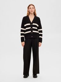STRIPED CARDIGAN, Black, highres