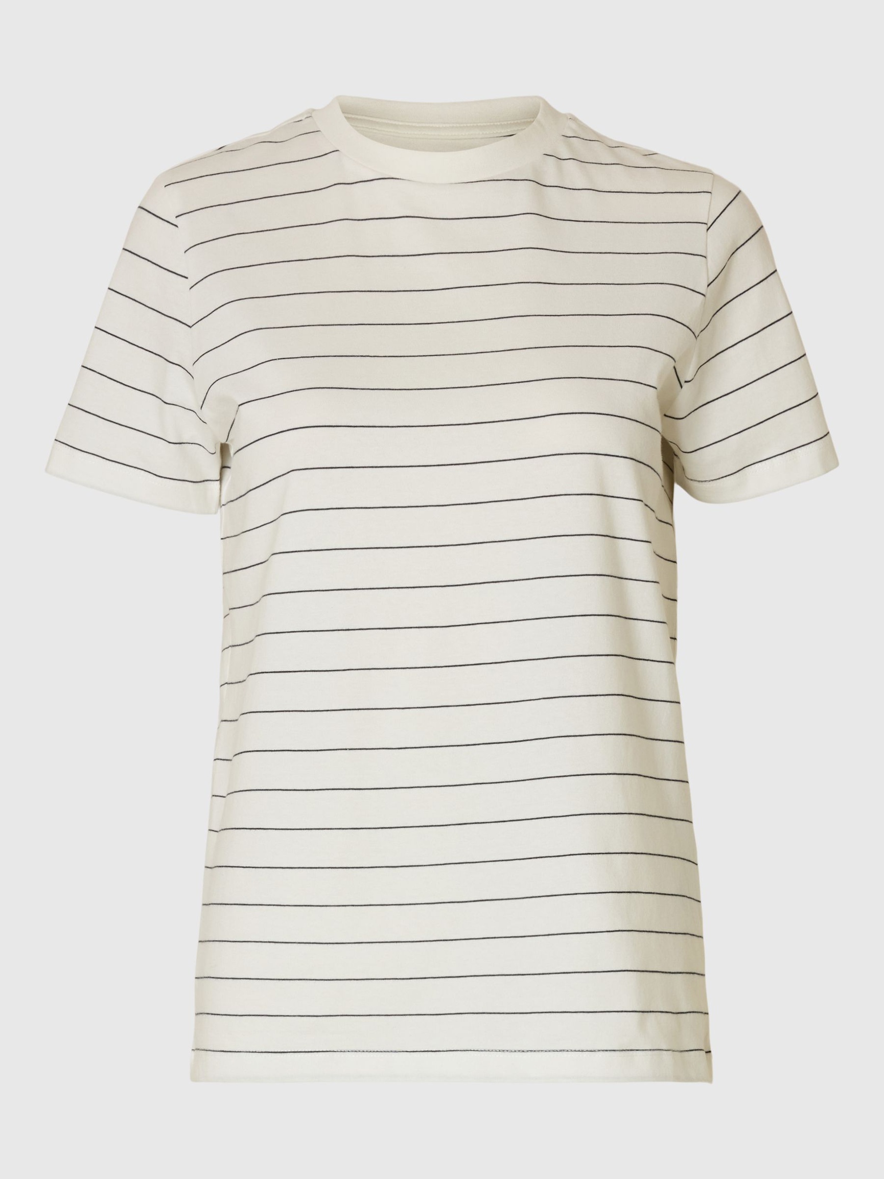 STRIPED COTTON T-SHIRT, Snow White, highres