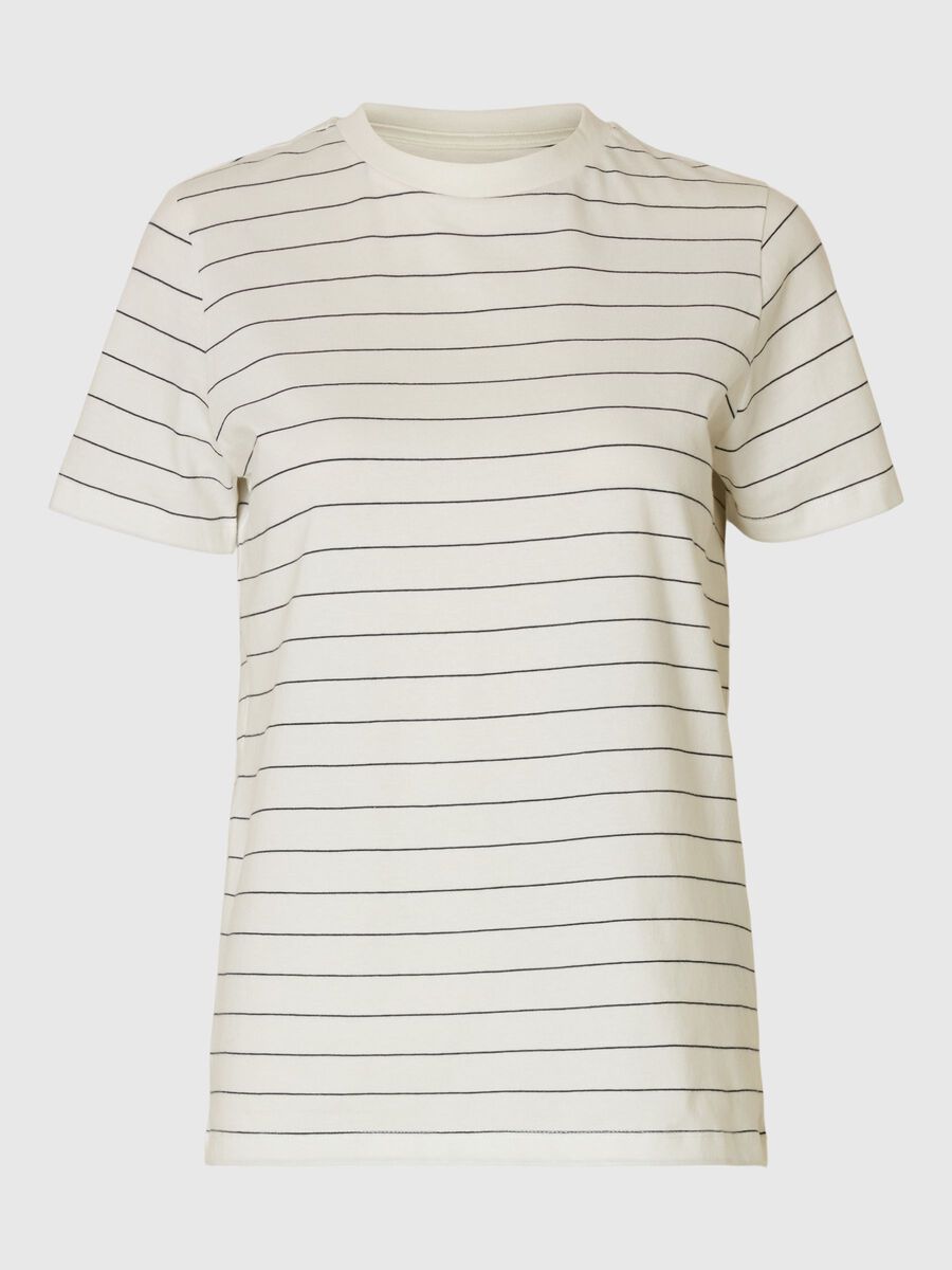 Product tile image - STRIPED COTTON T-SHIRT, Snow White | 16097179_SnowWhite_1170387