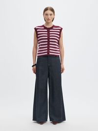 WOOL BLEND  KNITTED VEST, Tawny Port, highres