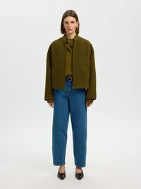 WOOL BLEND JACKET, Fir Green, highres