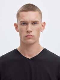 COL EN V T-SHIRT, Black, highres