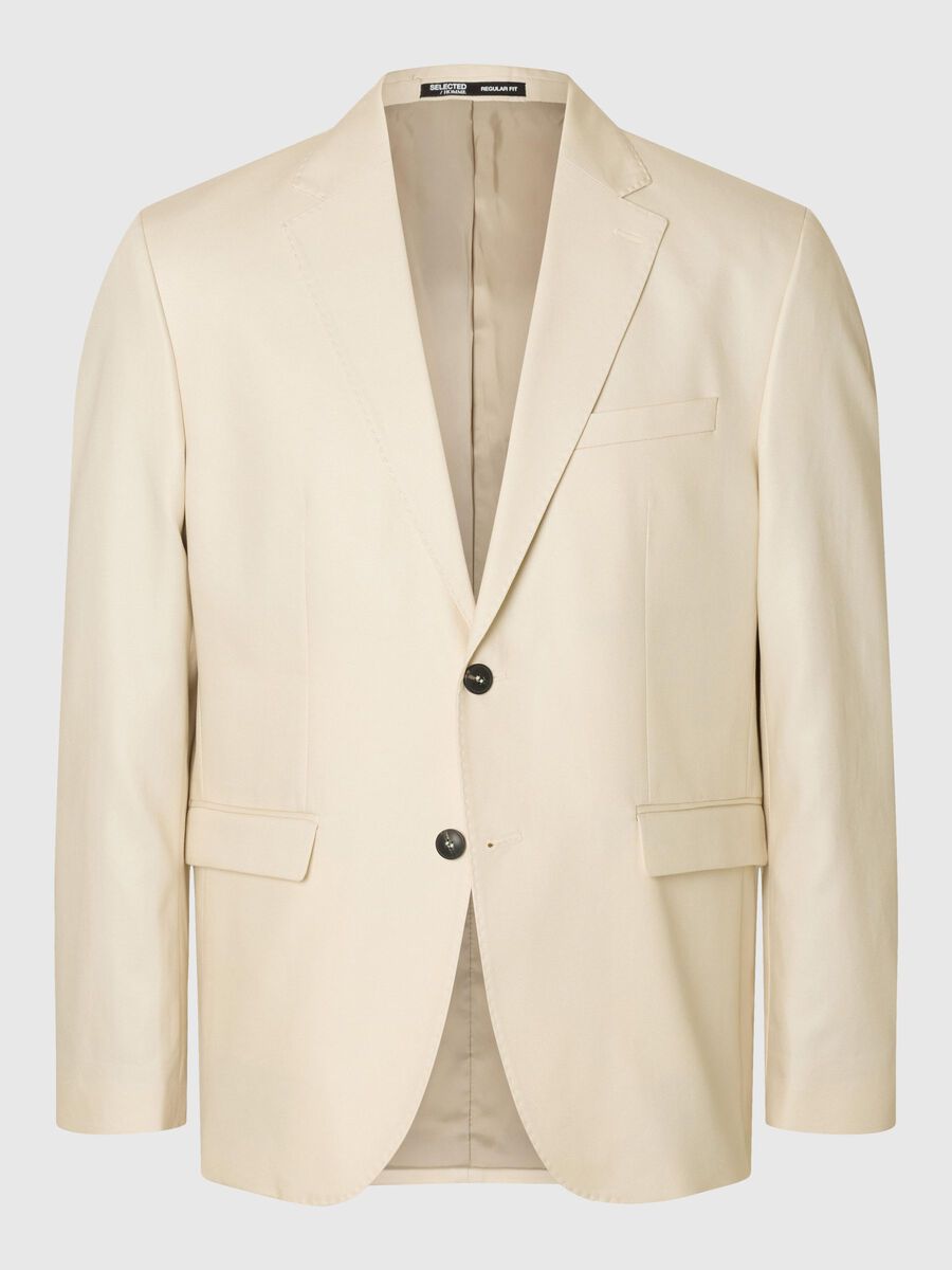 Selected CORTE REGULAR BLAZER CON BOTONADURA SENCILLA, Oatmeal, highres - 16097067_Oatmeal_001.jpg