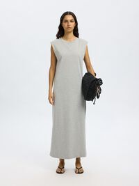 ÄRMELLOSES BAUMWOLL MAXIKLEID, Light Grey Melange, highres
