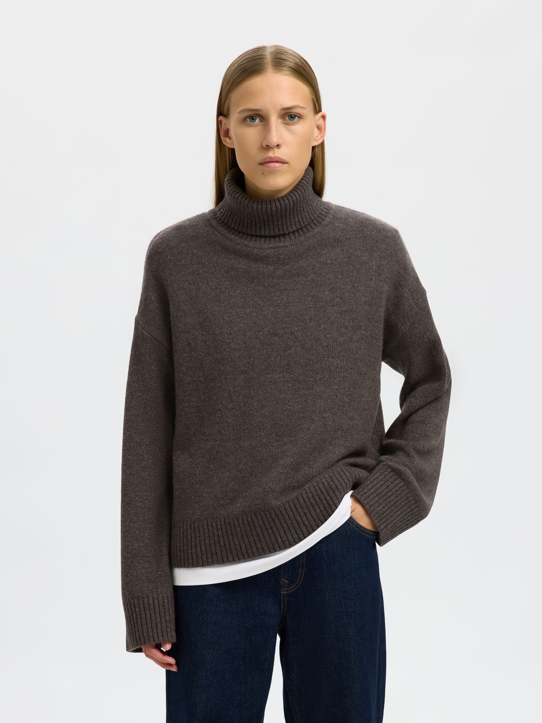 WOOL BLEND ROLL NECK JUMPER, After Dark, highres