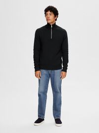 HALVE RITSSLUITING SWEATER, Black, highres