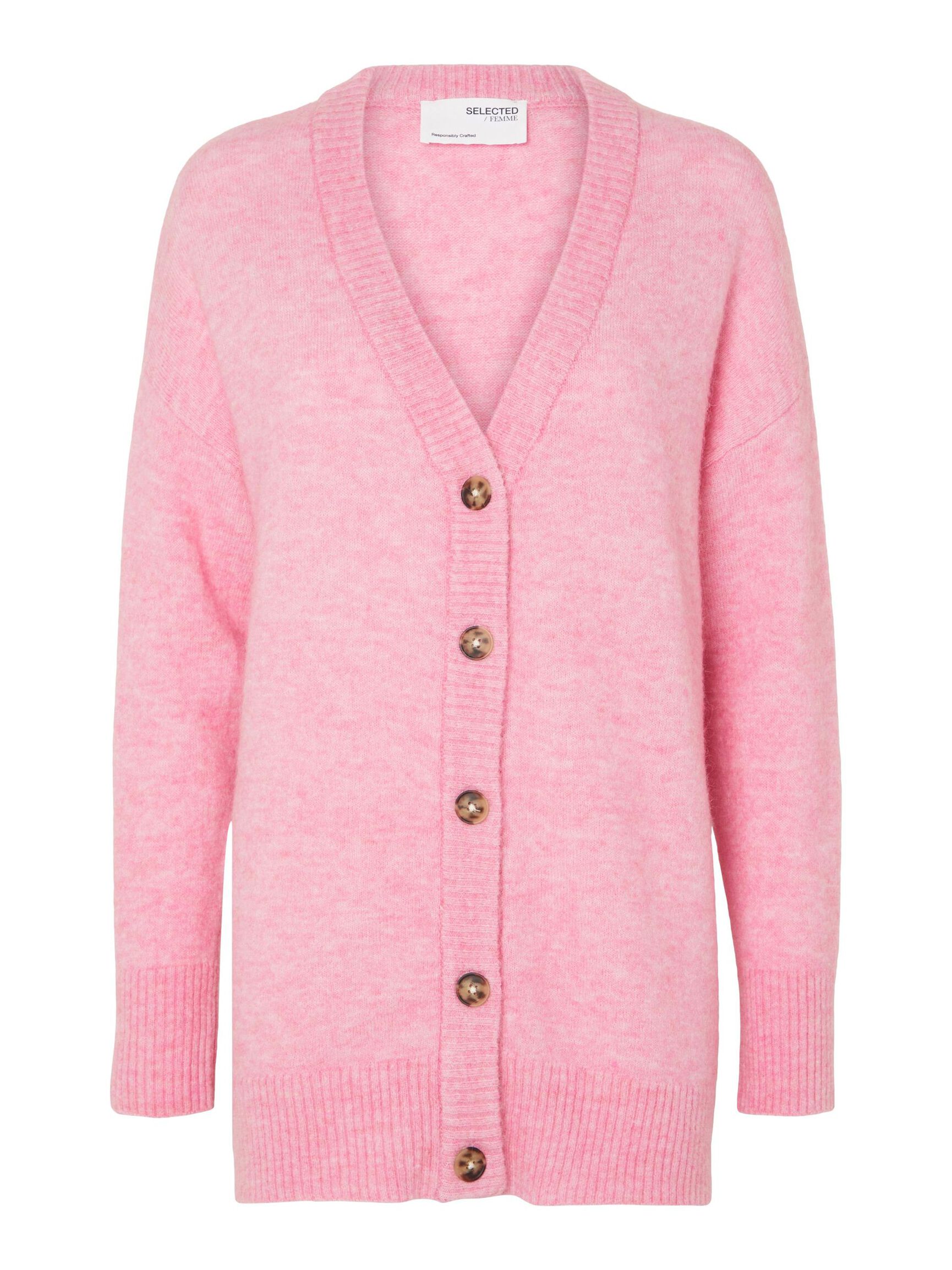 LONGLINE WOLLGEMISCH STRICKJACKE, Moonlite Mauve, highres