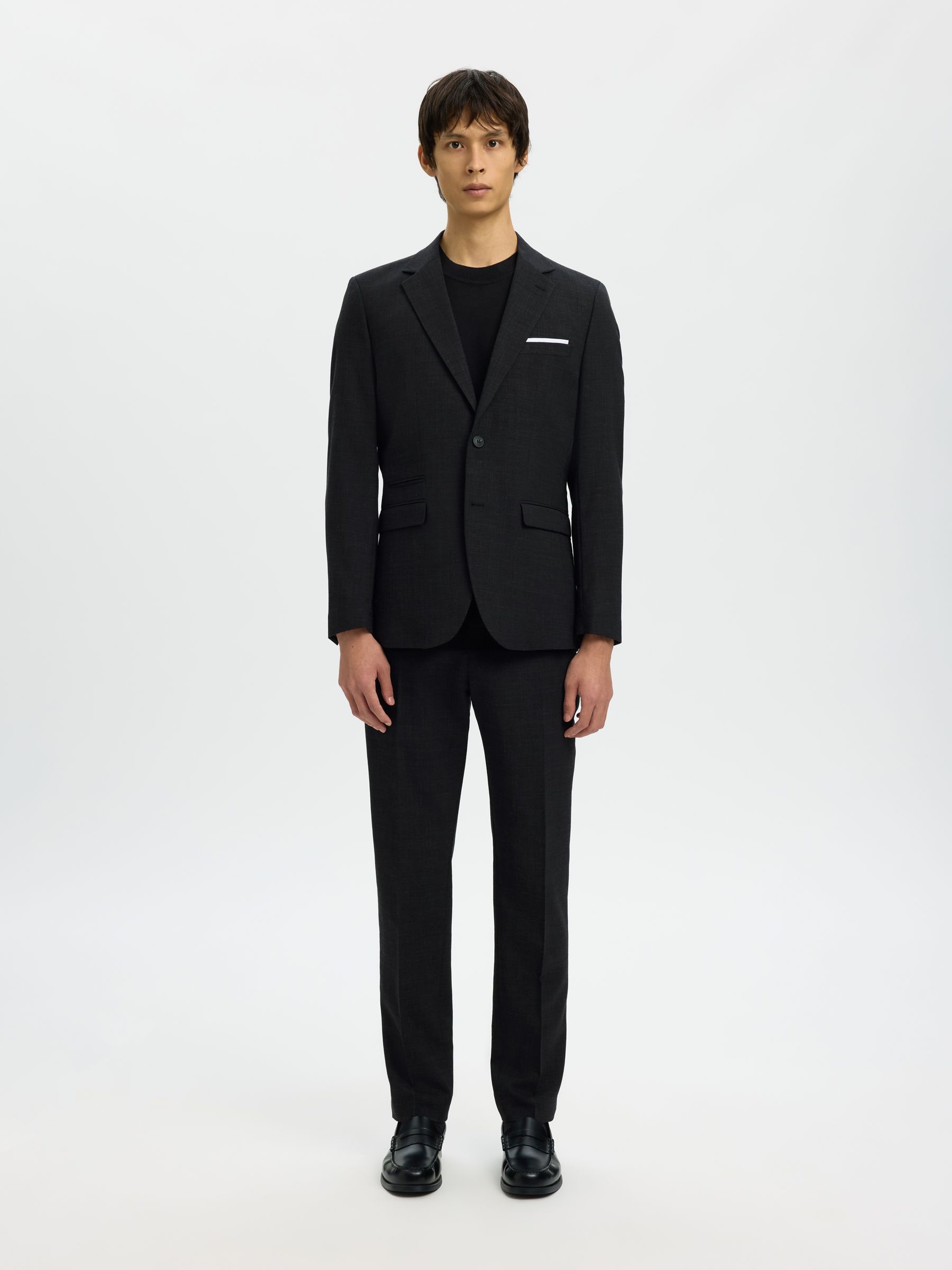 SLIM FIT SINGLE-BREASTED BLAZER, Black, highres