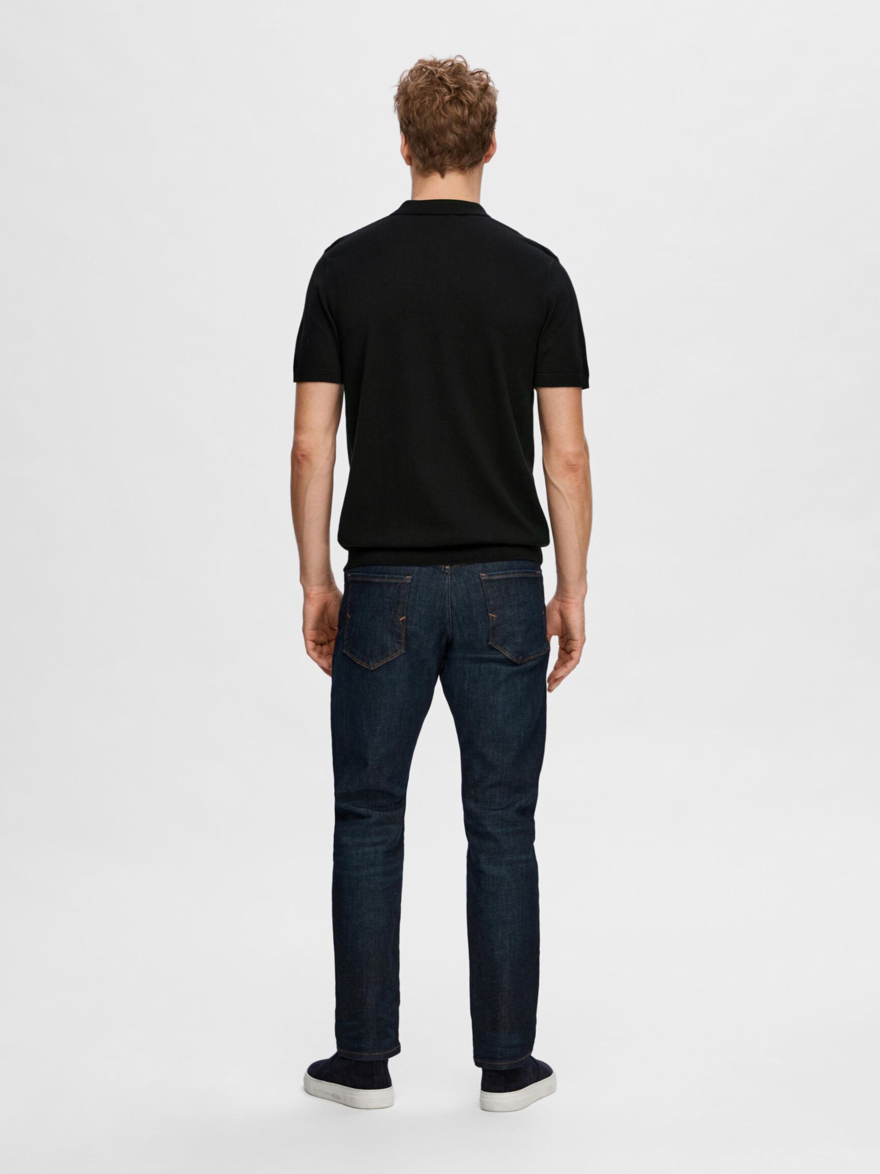 GEBREIDE POLO, Black, highres