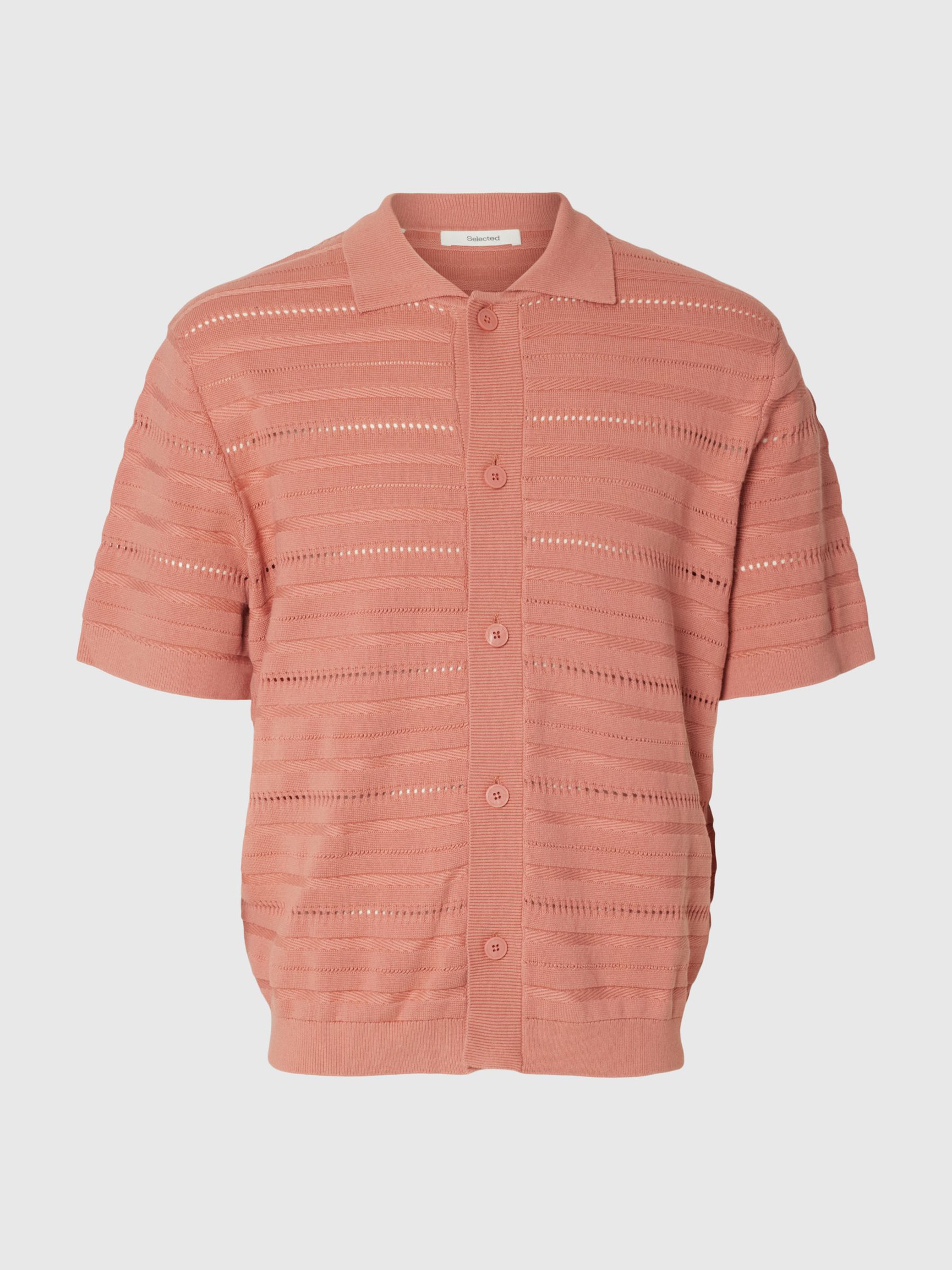 SHORT SLEEVED KNITTED POLO SHIRT, Rose Dawn, highres