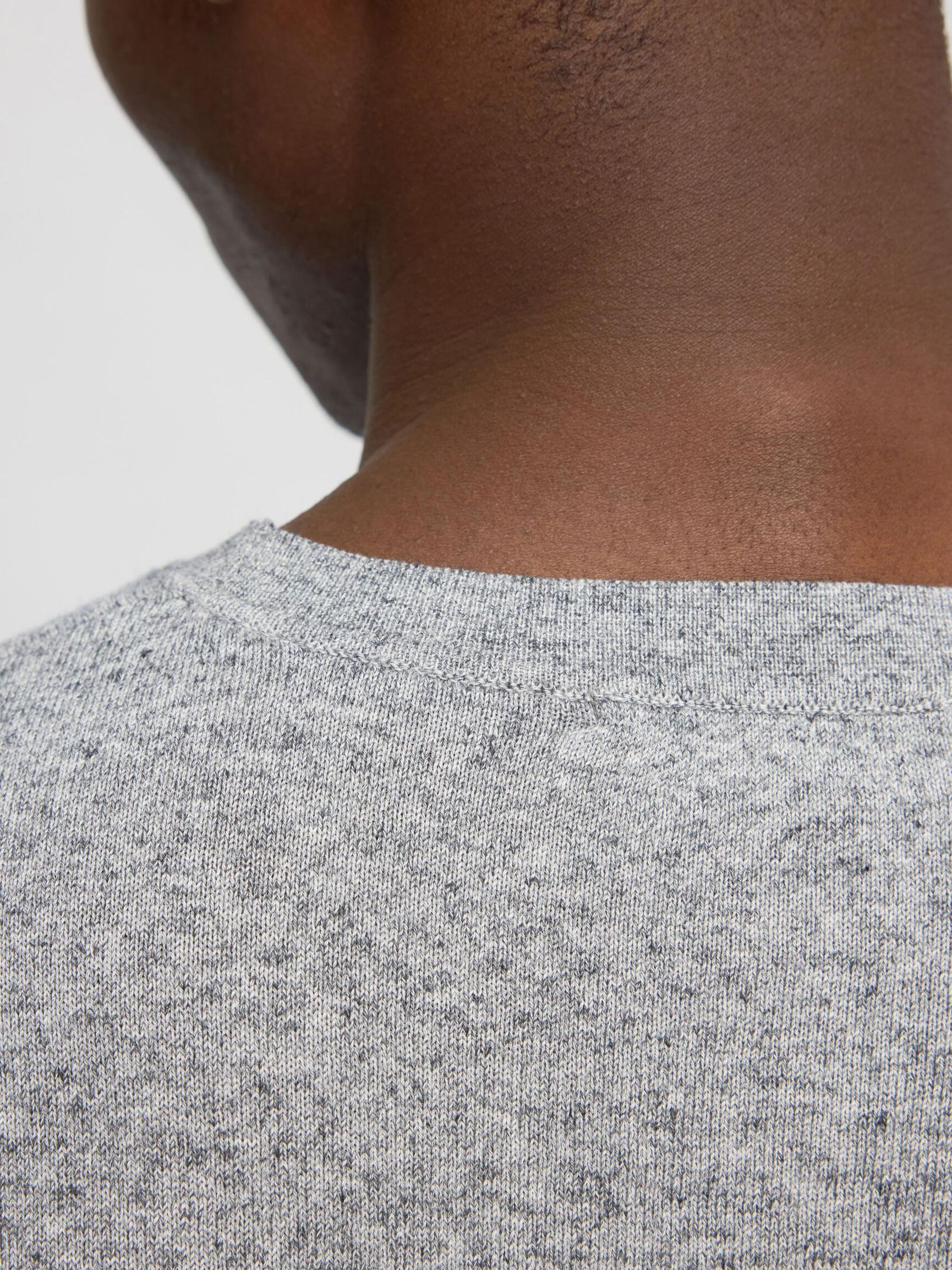 MANCHES LONGUES PULL EN MAILLE, Light Grey Melange, highres