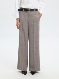 TAILORED WIDE-LEG TROUSERS, Dark Sand Melange, highres