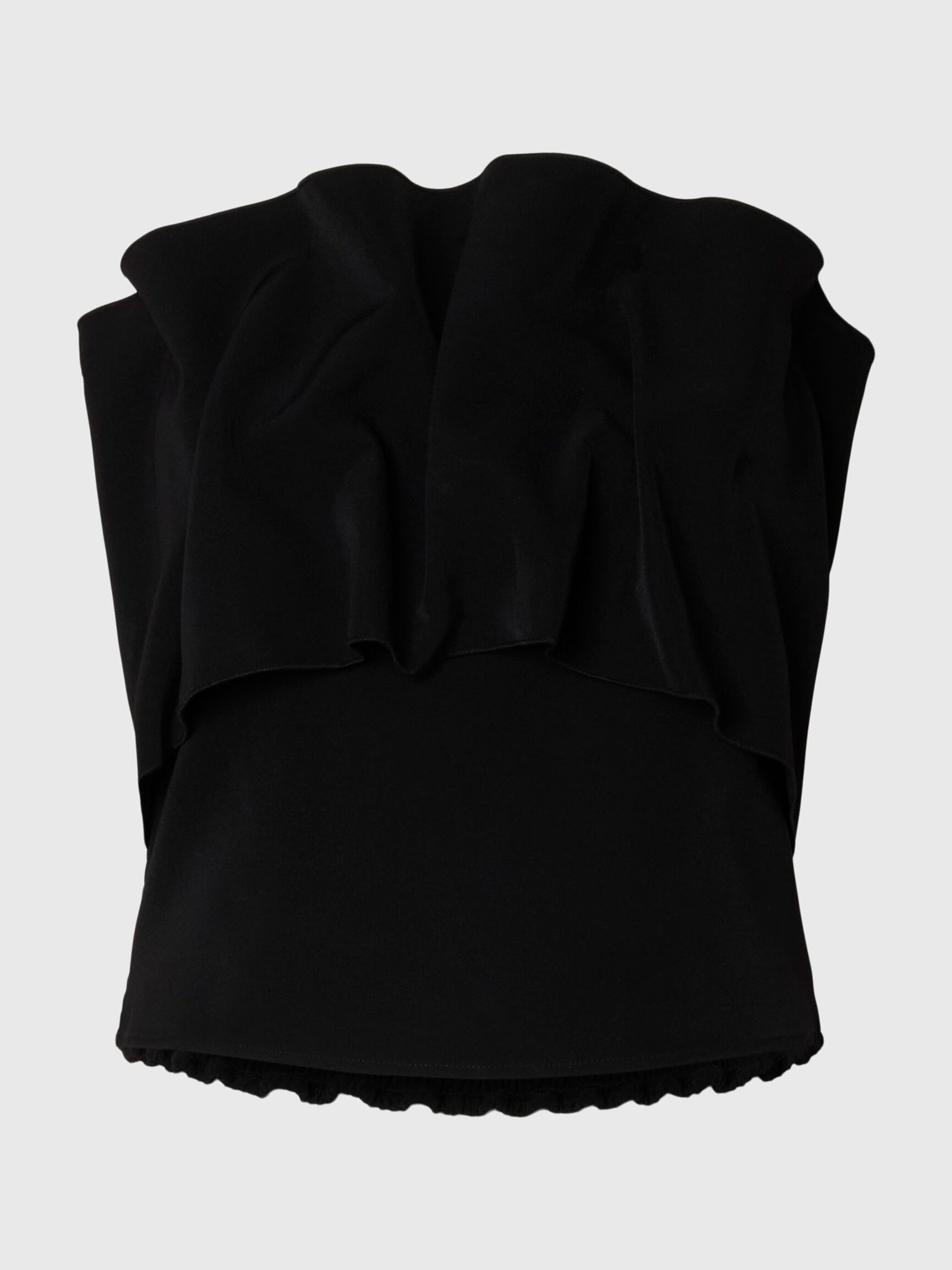 PLEATED BANDEAU TOP, Black, highres