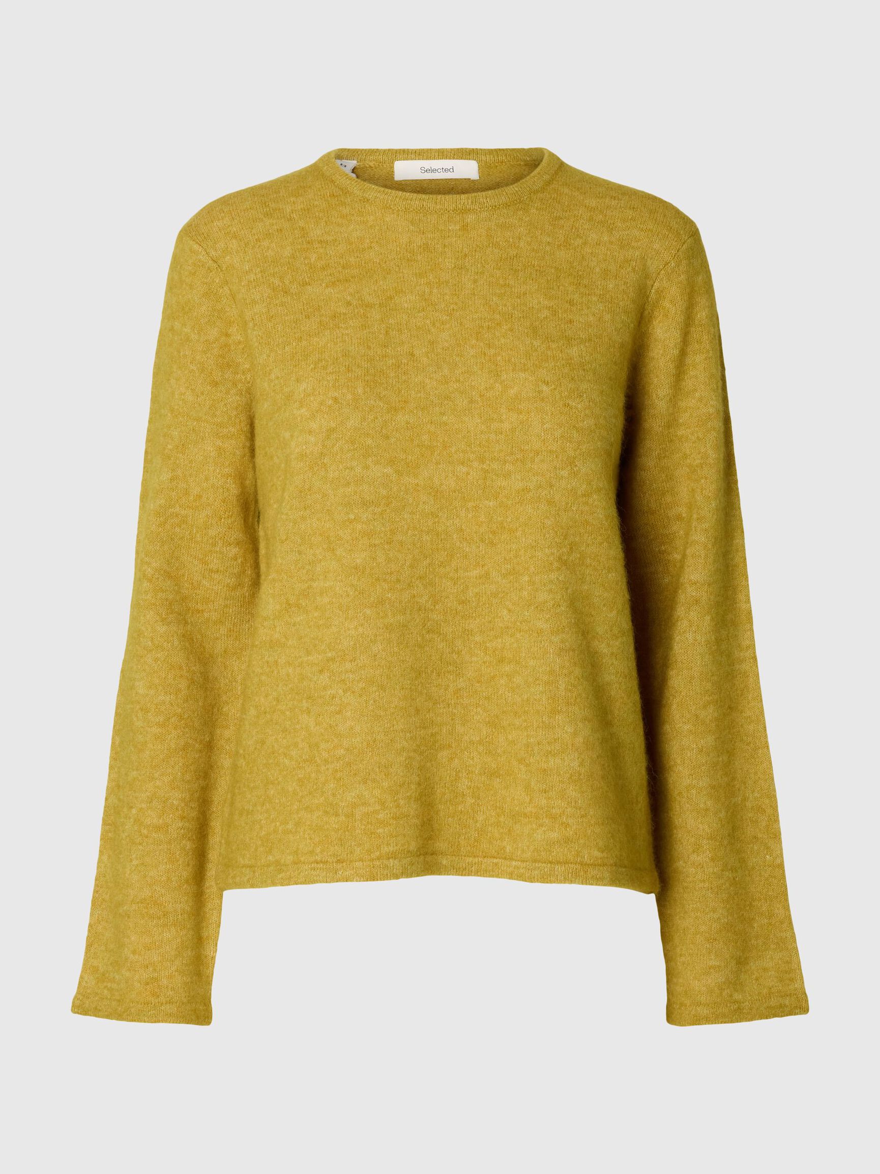 WOOL BLEND KNITTED PULLOVER, Avocado Oil, highres
