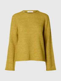 WOOL BLEND KNITTED PULLOVER, Avocado Oil, highres