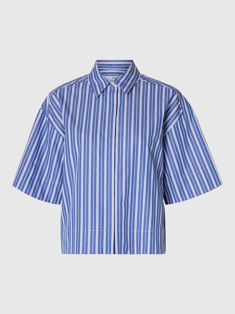 Selected STRIPED SHORT SLEEVED SHIRT, Dazzling Blue, highres - 16097866_DazzlingBlue_1185699_001.jpg