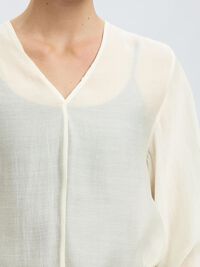 V-NECK LONG SLEEVED BLOUSE, Birch, highres