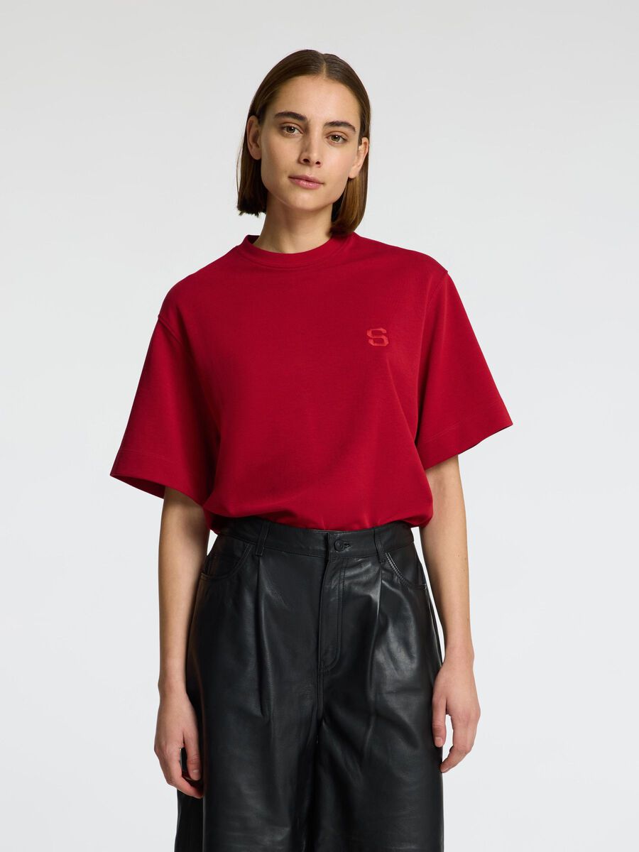 Selected RELAXED FIT EMBROIDERY T-SHIRT, Savvy Red, highres - 16099056_SavvyRed_003.jpg
