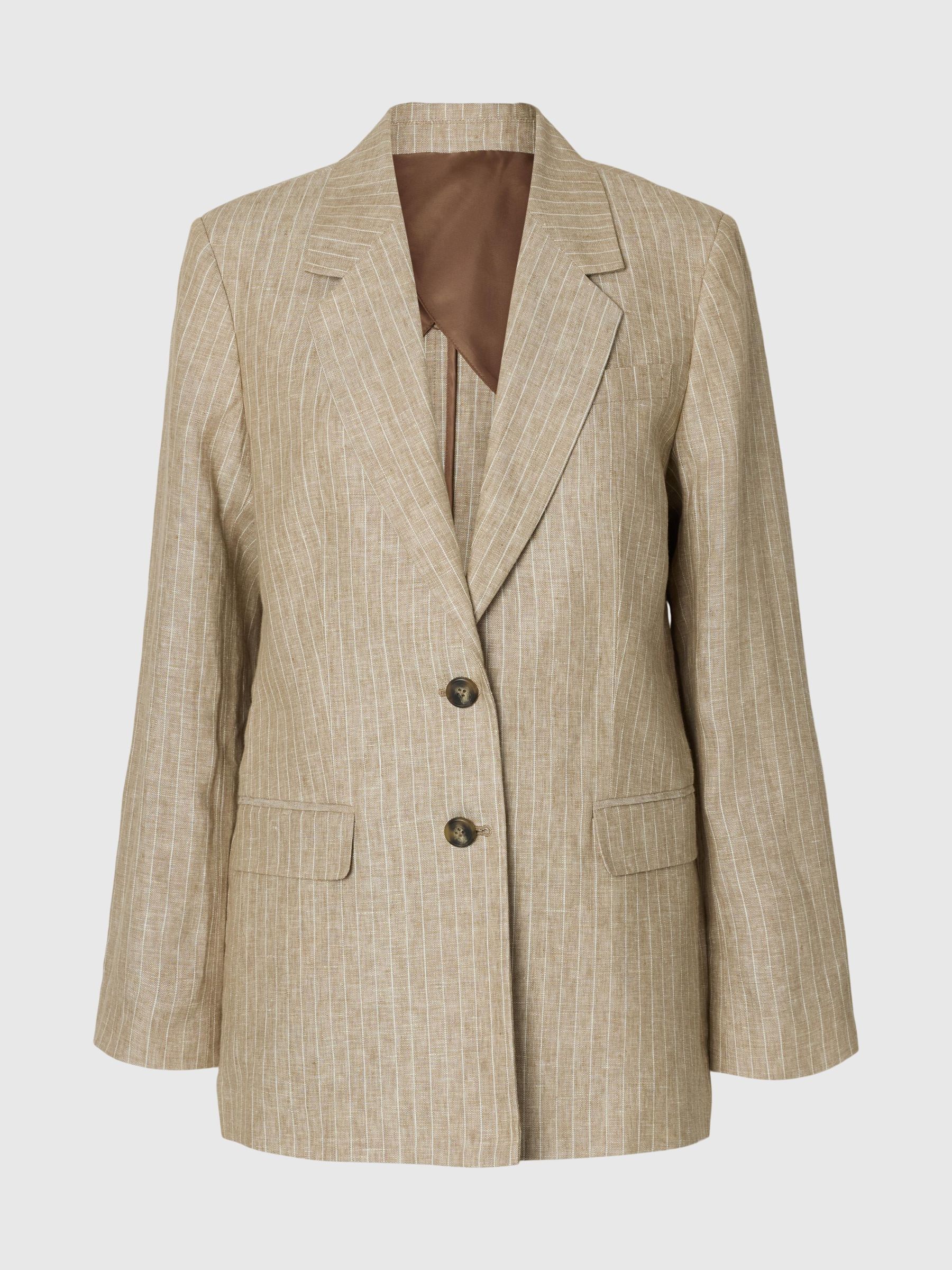 RELAXED FIT LEINENBLAZER, Weathered Teak, highres