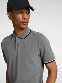 SHORT SLEEVED POLO SHIRT, Medium Grey Melange, highres