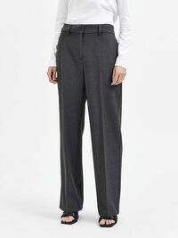 VISKOSEBLANDING BUKSER MED VIDE BEN, Dark Grey Melange, highres