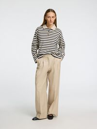 STRIPED  LONG-SLEEVED POLO, Birch, highres
