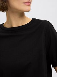 DETAILED 100% BAUMWOLL T-SHIRT, Black, highres