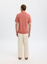 CROCHET STYLE KNITTED POLO SHIRT, Rose Dawn, highres