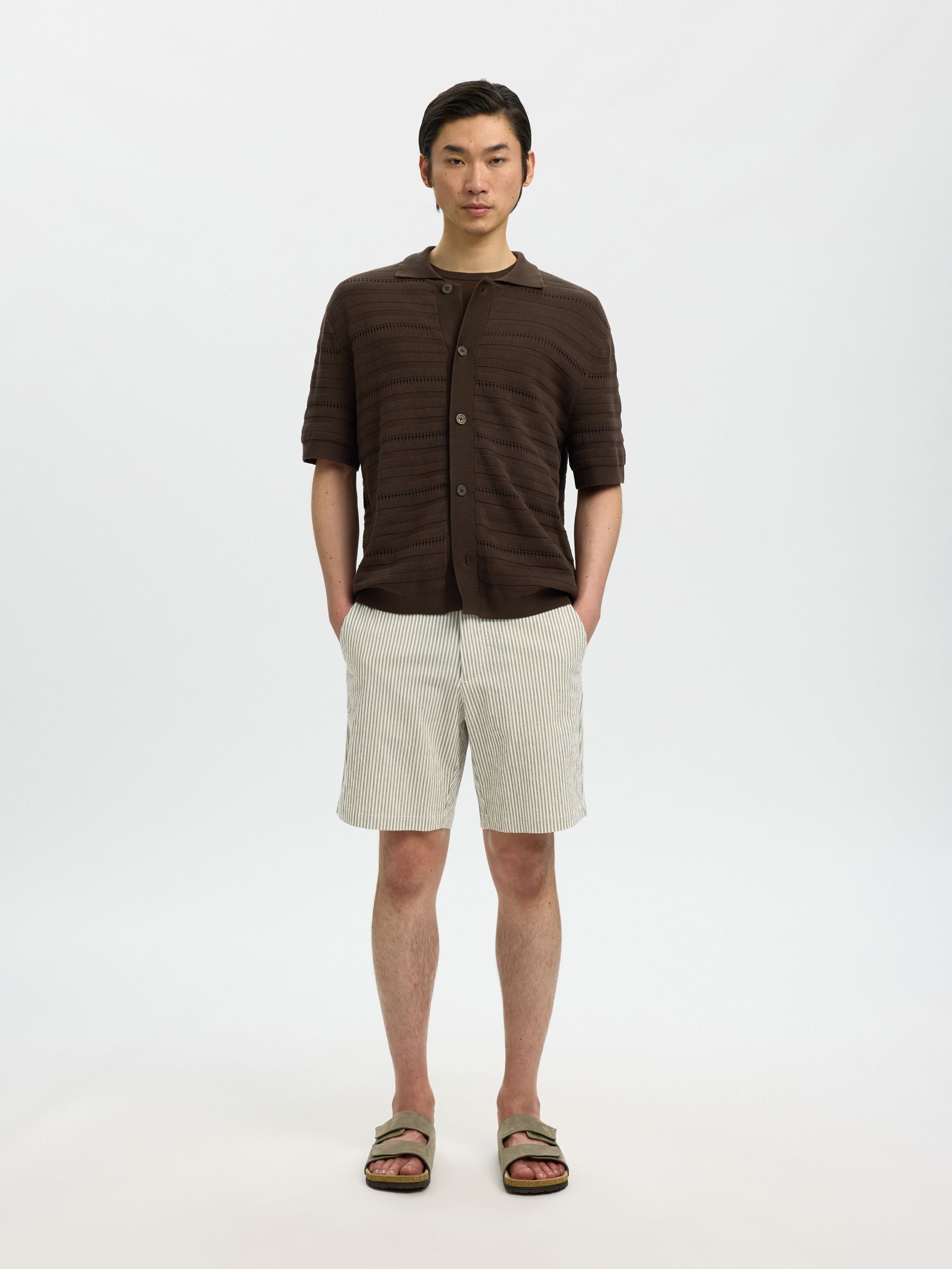 SEERSUCKER SHORTS, Deep Lichen Green, highres