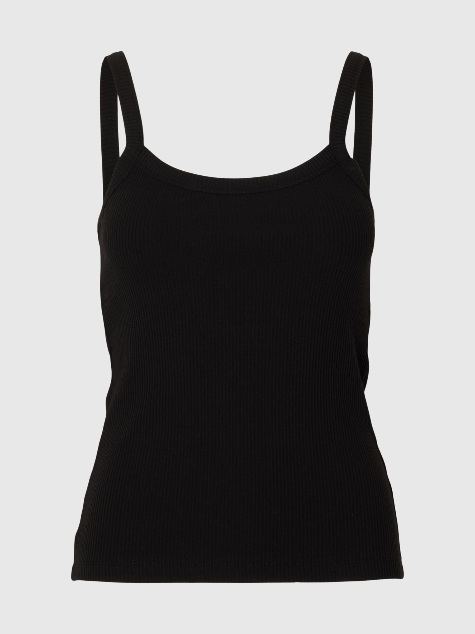 COTTON TANK TOP, Black, highres
