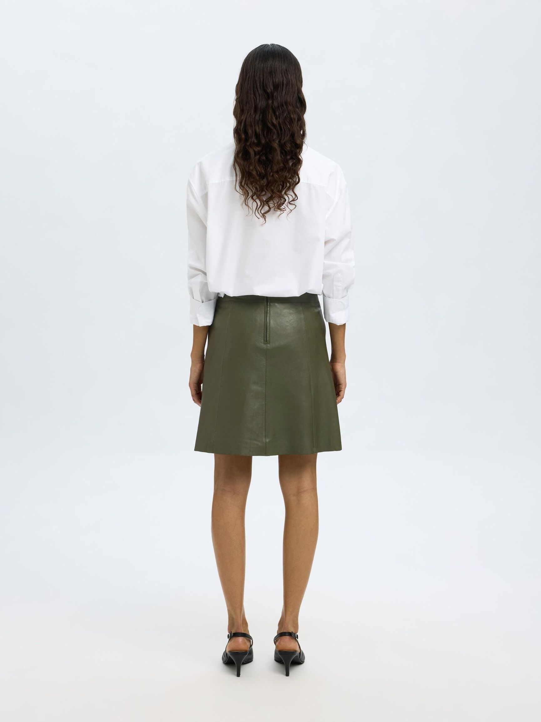 MINI LEATHER SKIRT, Deep Depths, highres
