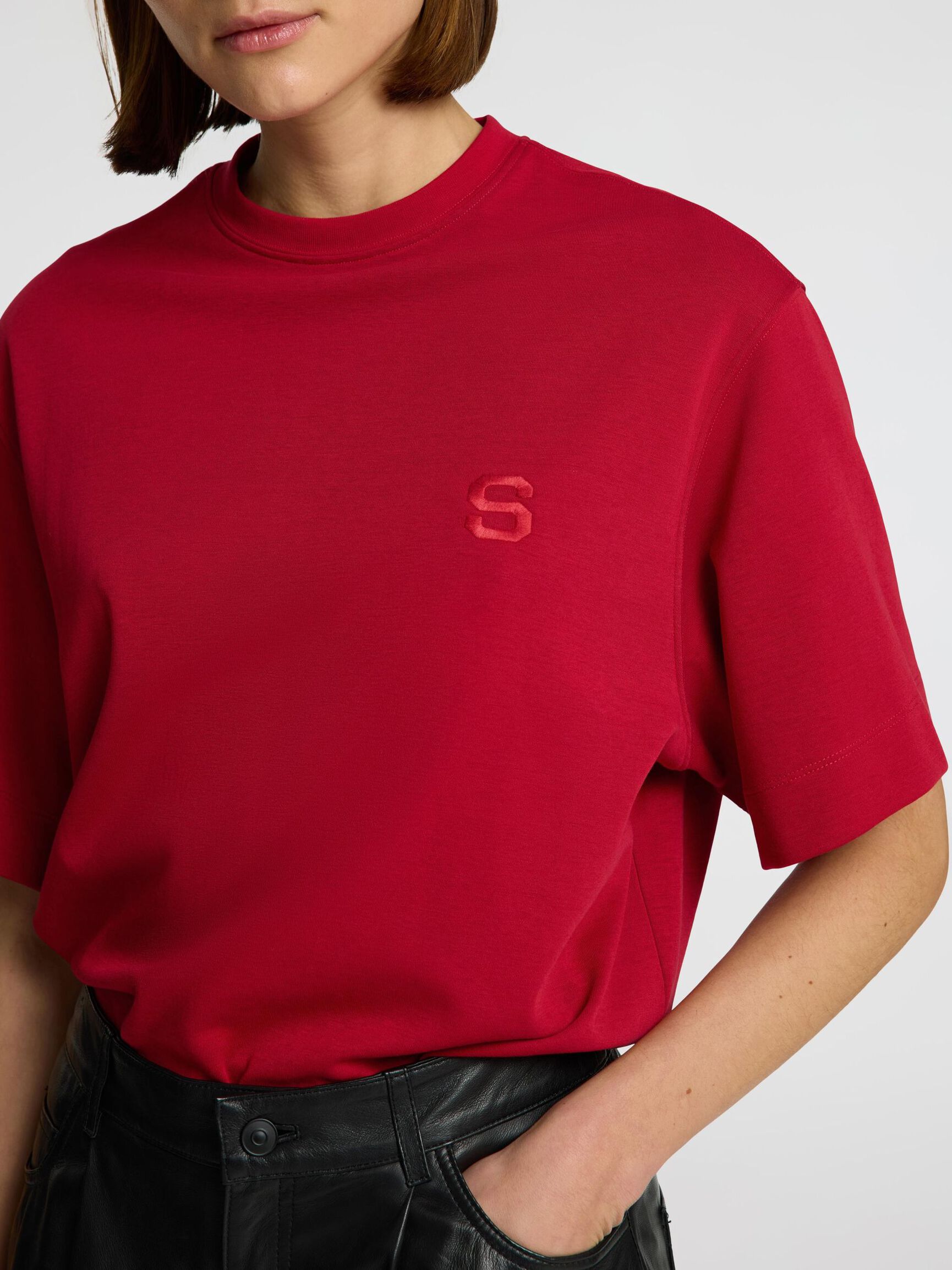 RELAXED FIT EMBROIDERY T-SHIRT, Savvy Red, highres