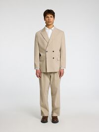 RELAXED FIT PINSTRIPE SUIT TROUSERS, Sand, highres