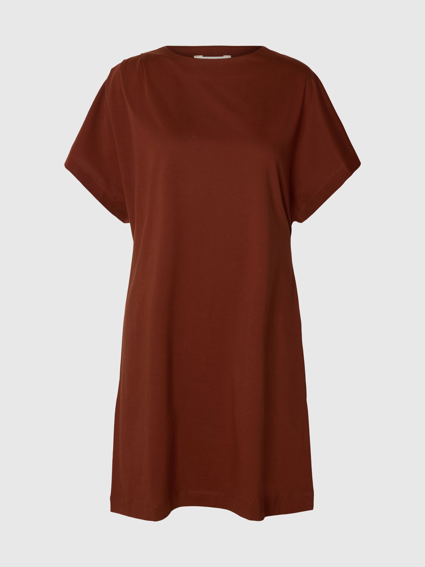 COTTON SHORT SLEEVED MINI DRESS, Cherry Mahogany, highres
