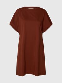 COTTON SHORT SLEEVED MINI DRESS, Cherry Mahogany, highres