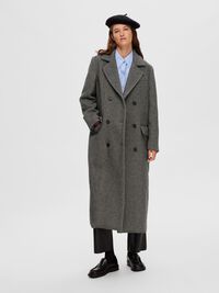 DOBBELTRADET ULDBLANDING FRAKKE, Black, highres