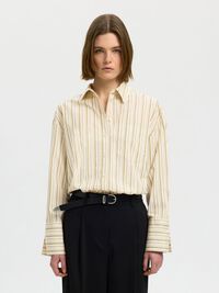 OVERSIZED STRIPED SHIRT, Birch, highres