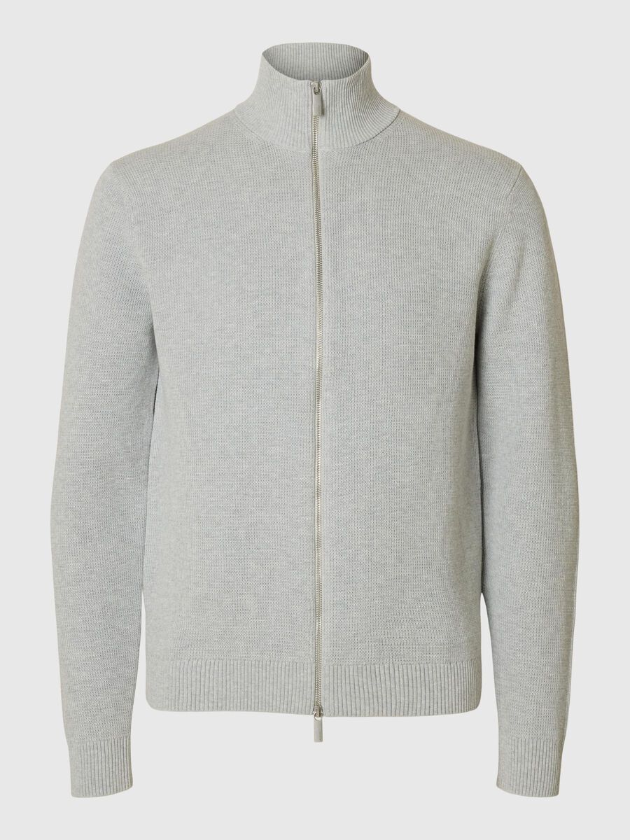 Selected HOGE HALS MET RITS GEBREID VEST, Light Grey Melange, highres - 16096883_LightGreyMelange_001.jpg