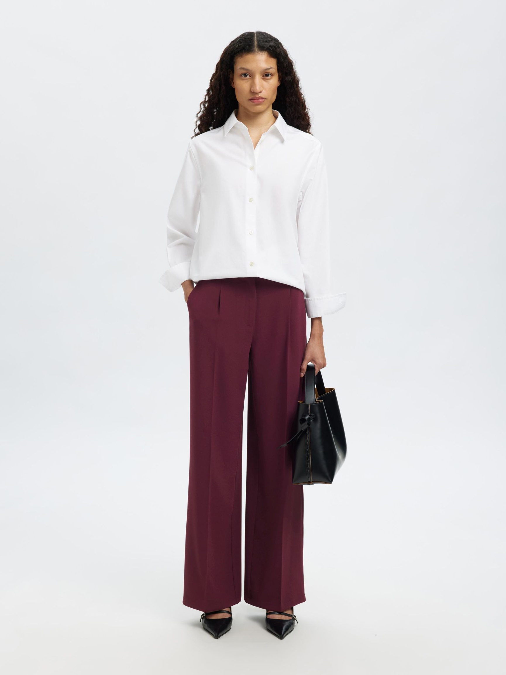 TISSÉ PANTALON À JAMBE AMPLE, Fig, highres
