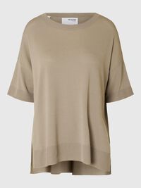 KNITTED T-SHIRT, Greige, highres