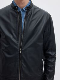 CLASSIC LEATHER JACKET, Black, highres