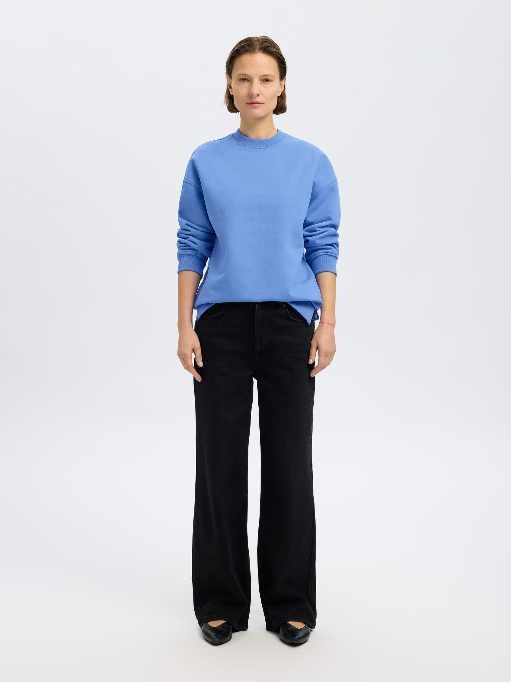 LANGES SWEATSHIRT, Cornflower Blue, highres