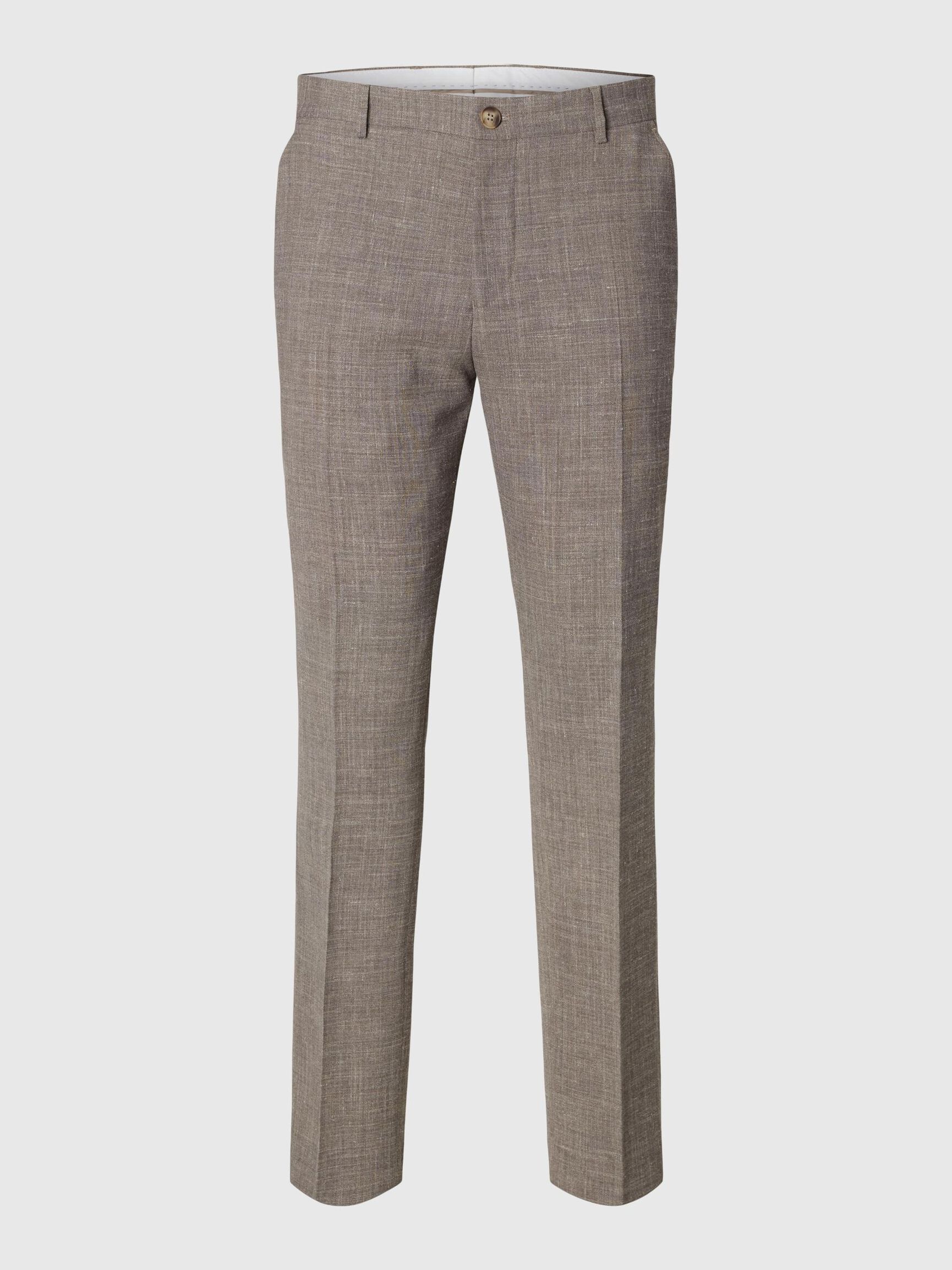 SLIM FIT SUIT TROUSERS, Dark Sand Melange, highres