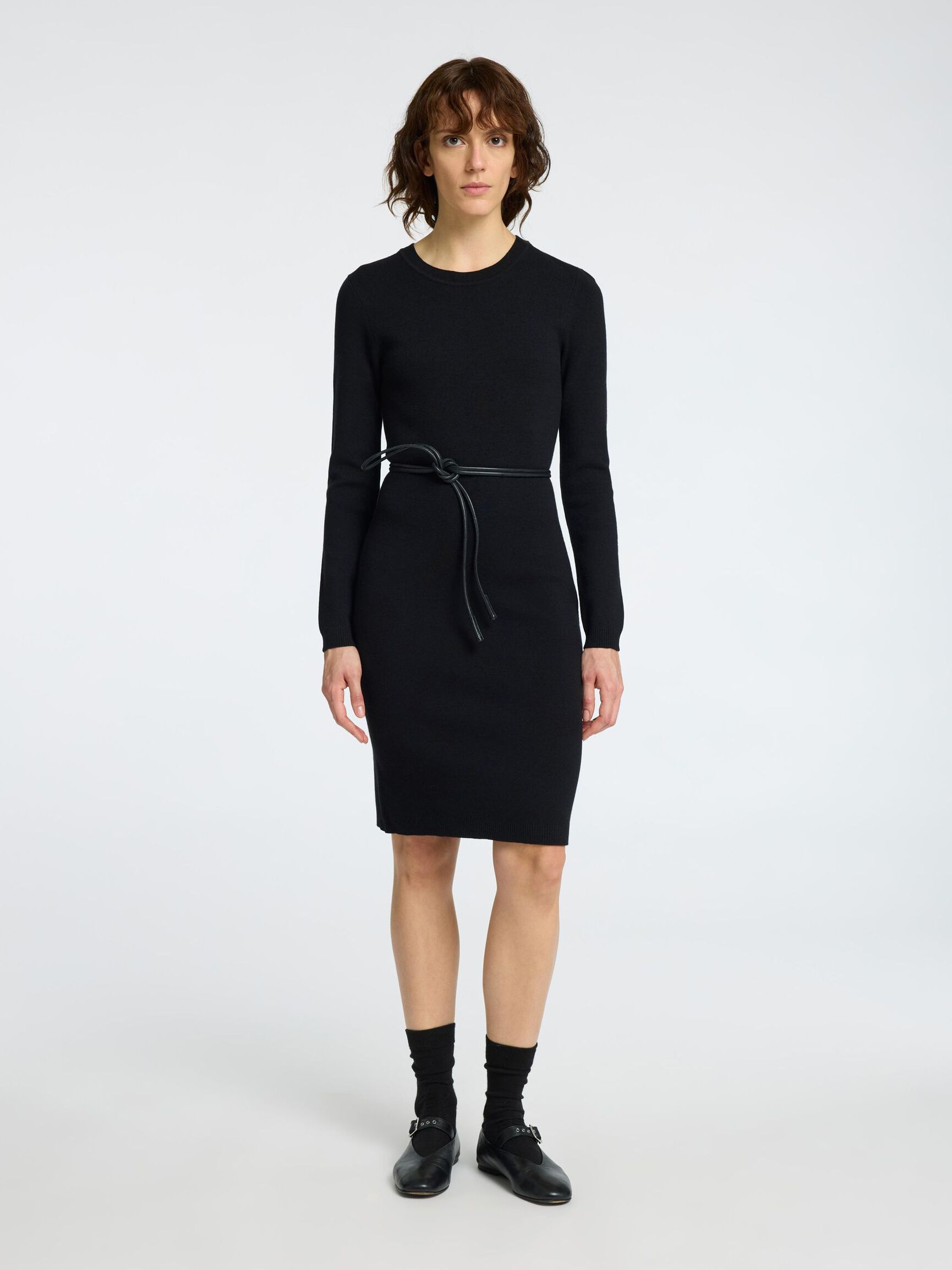 VISCOSE MÉLANGÉE ROBE EN MAILLE, Black, highres