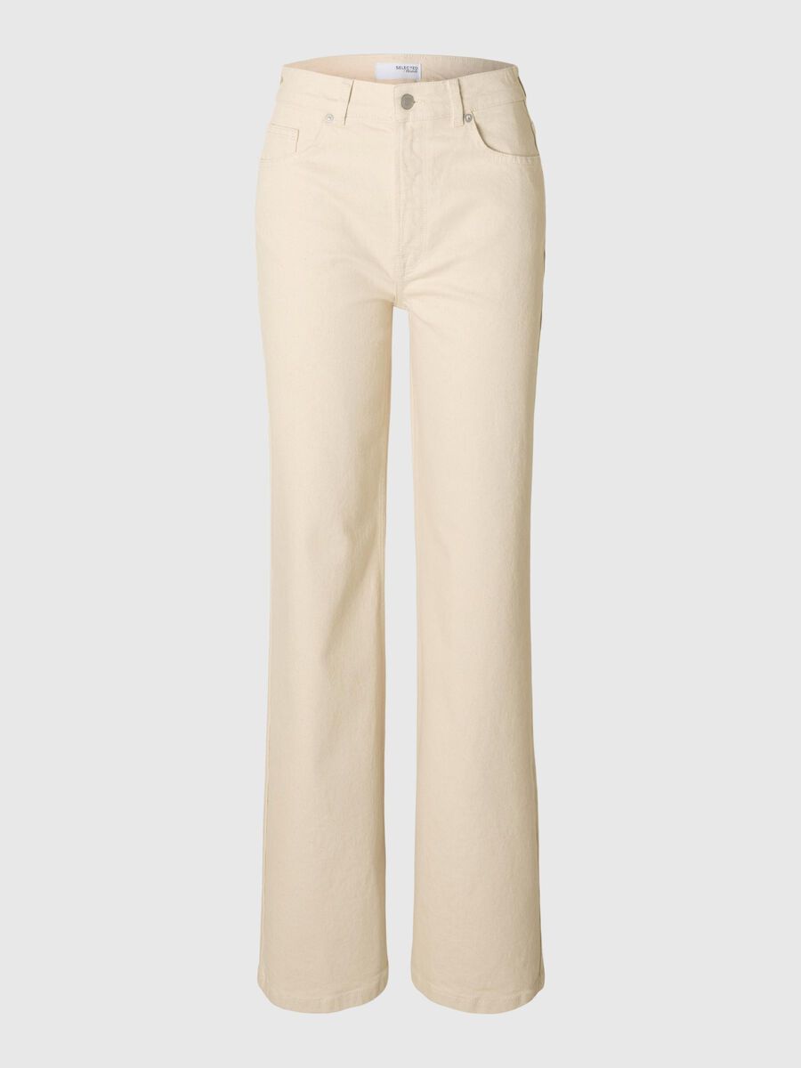 Selected TAILLE HAUTE JEAN À COUPE AMPLE, Ecru, highres - 16096332_Ecru_001.jpg