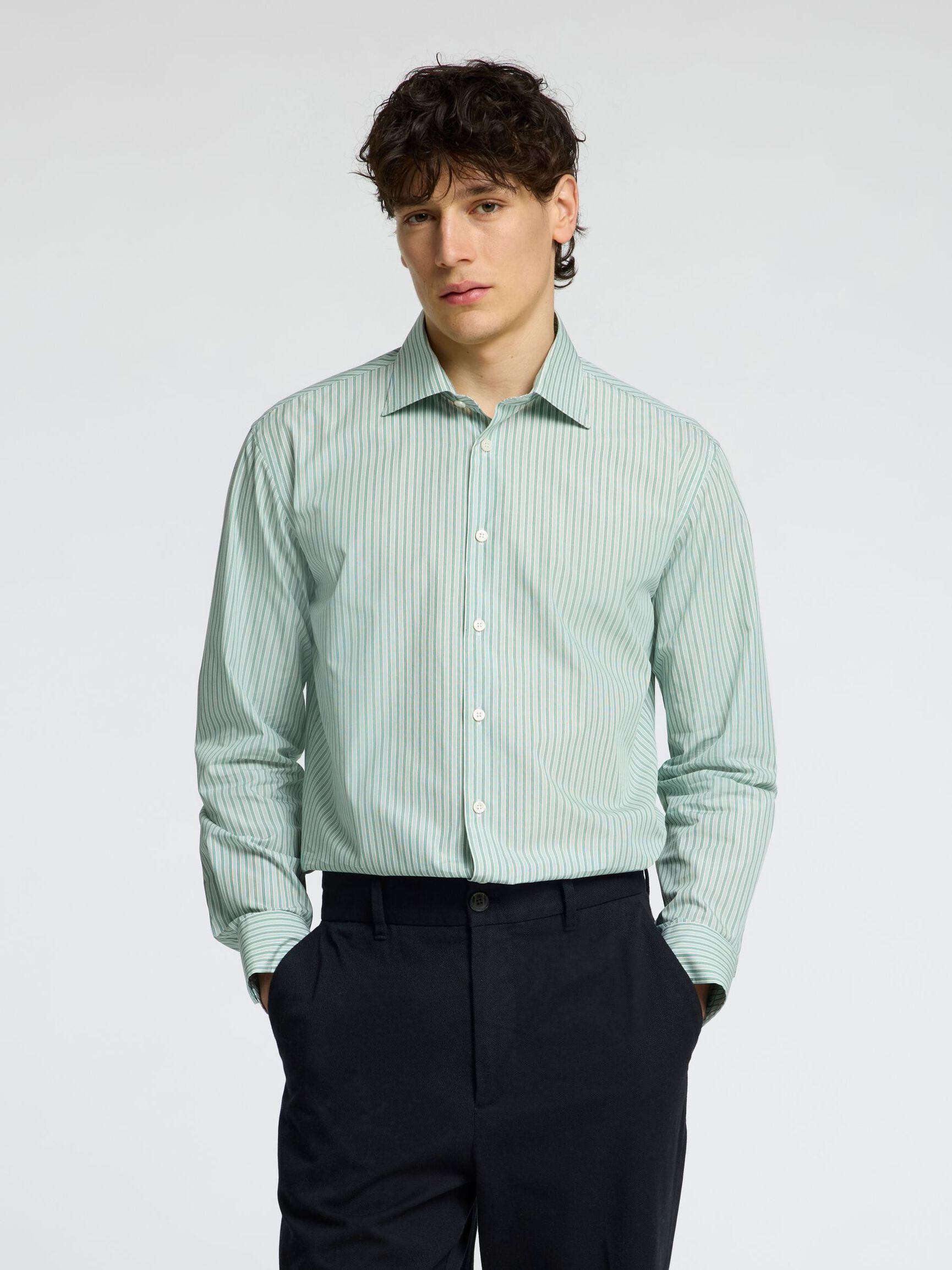 100% BOMULD SKJORTE, Iceberg Green, highres