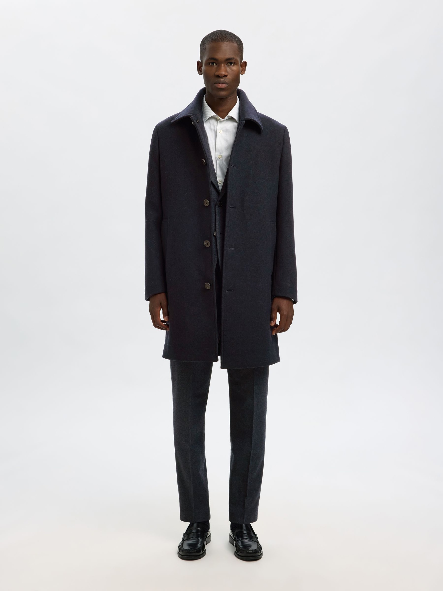 CHECKED WOOL BLEND BLAZER, Dark Sapphire, highres